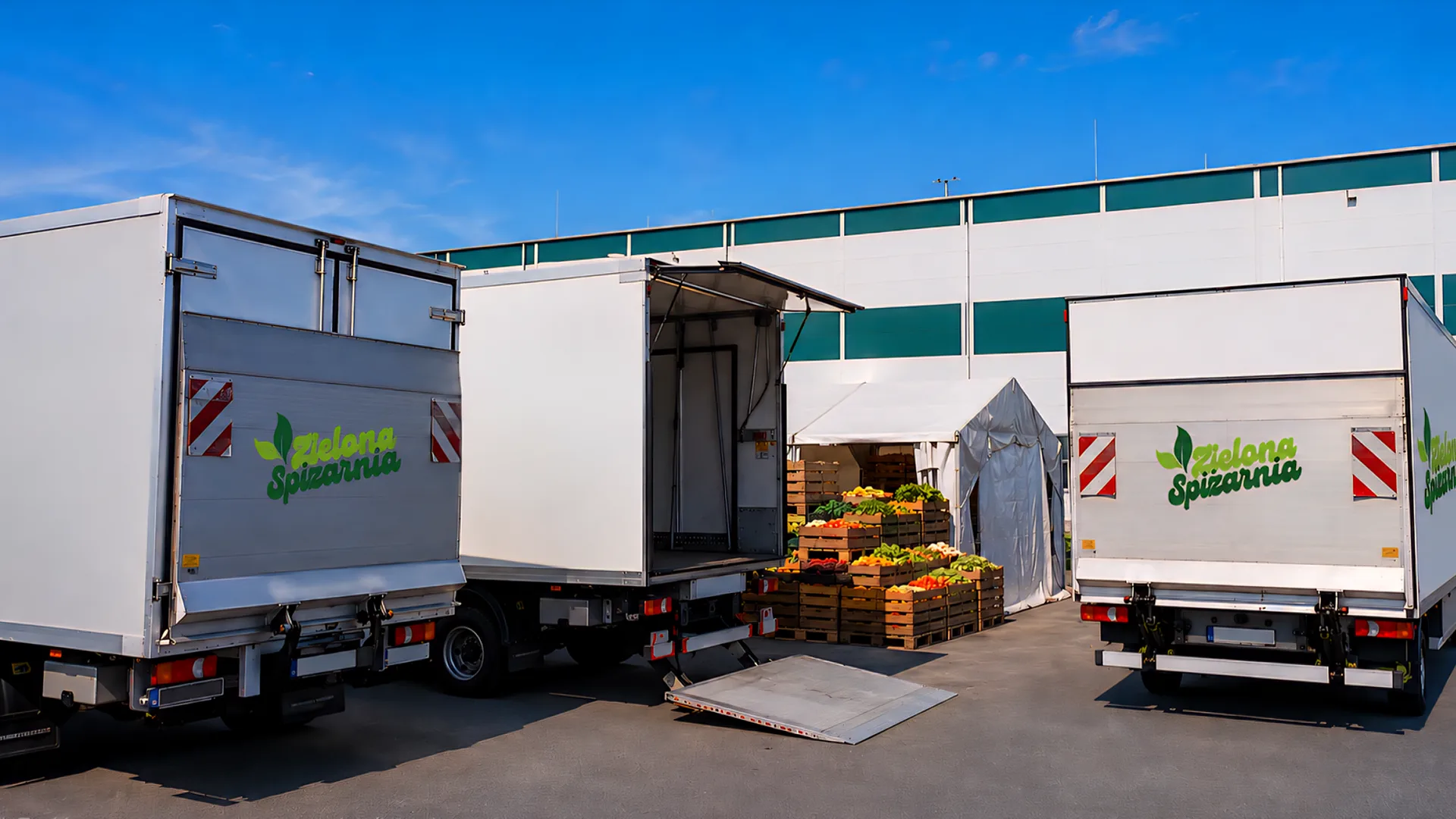 Three trucks of Zielona Spiżarnia ready for delivery